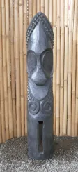 Tiki Polynnesian Statue aus Kokosnuss 125cm hoch schwarz Farbe, Ø ca.18-28 cm 